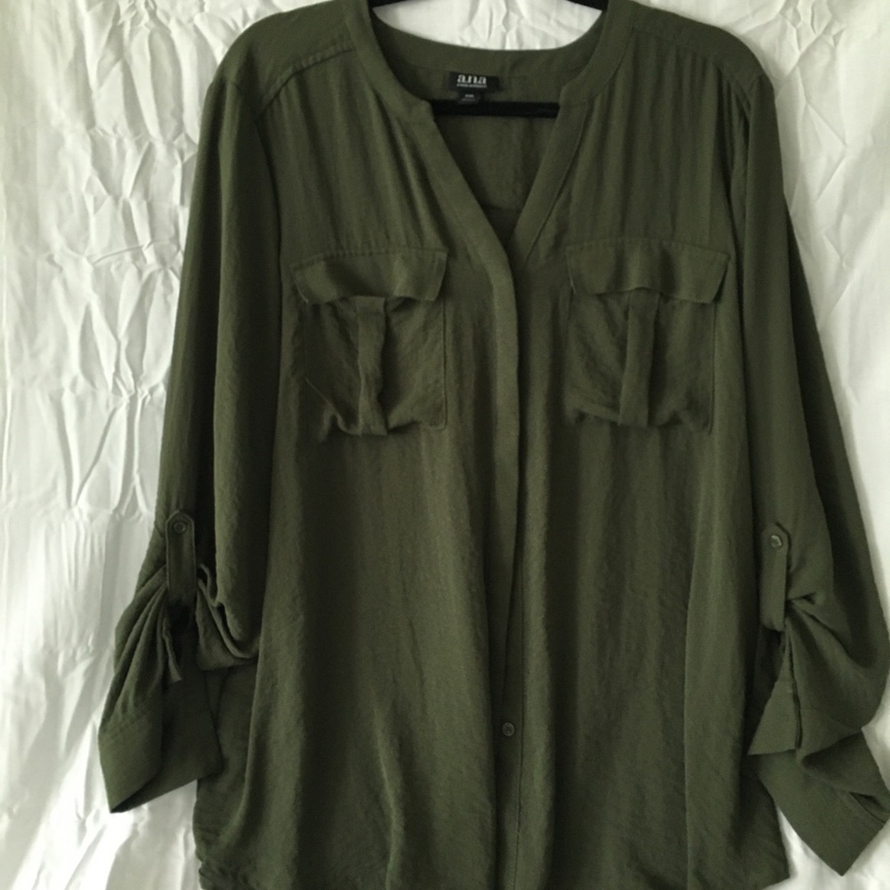 Army green button down